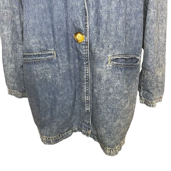 Free People We The Free Denim Blazer Womens S Western  Front Pockets Medium Wash - Picture 3 of 8